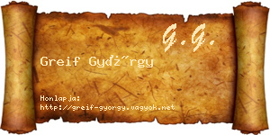 Greif György névjegykártya